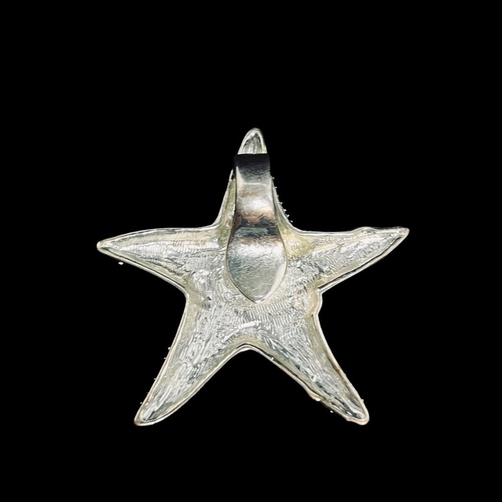 Silver Tone & Abalone Shell Magnetic Star Pendant W/Pierced Earrings Set (5098) - Picture 6 of 11